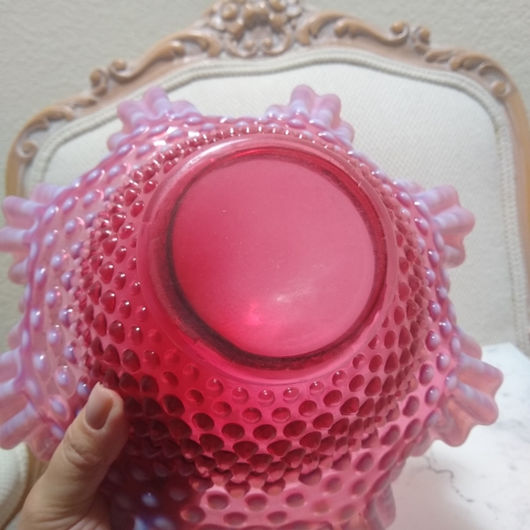 Fenton Cranberry Opalescent Hobnail Bowl - Picture 6 of 9
